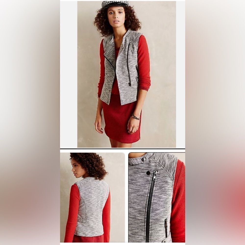 Anthropologie Marled Moto Vest By Cartonnier Medium